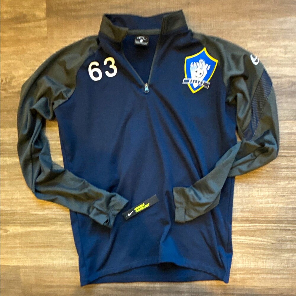 Nike Dri-FIT Men's L 1/4 Zip Long Sleeve Mock Neck Soccer Pullover Blue Gray